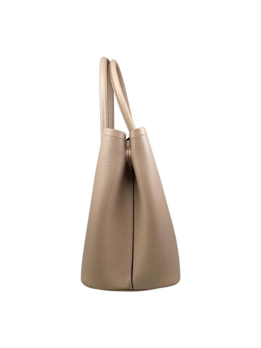 Prada Handbag Double Bag Saffiano Cuir Leather Triangle Logo Beige Black Gold - Picture 3 of 15